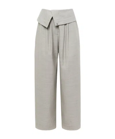 Jw Anderson Wrap-front Pleated Trousers In Silver