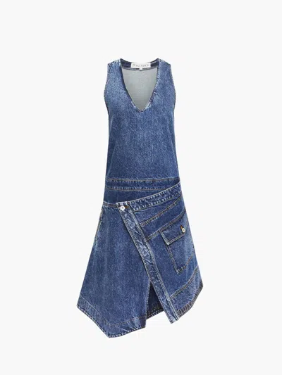 Jw Anderson Wrap Front Sleeveless Dress In Blue