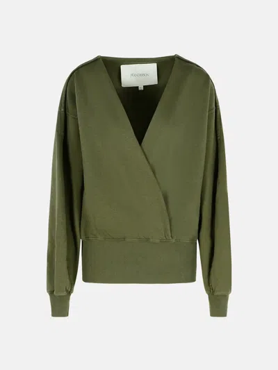 Jw Anderson 'wrap' Green Cotton Sweatshirt