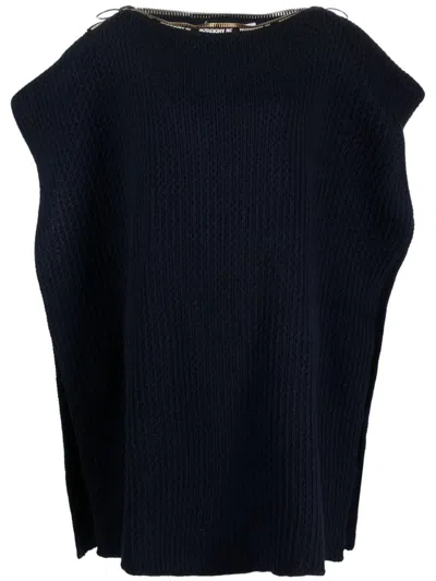 J.w. Anderson X Apc Midnight Blue Ribbed Wool Poncho For Men