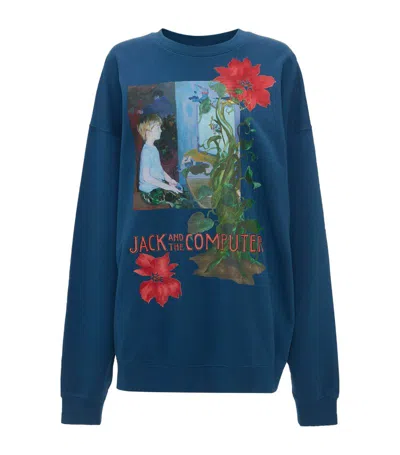 Jw Anderson X Christiane Kubrick Jack On The Computer Sweatshirt In Blue