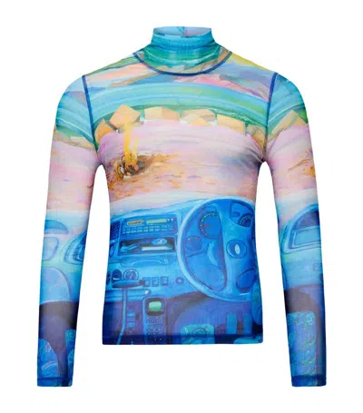 Jw Anderson X Christiane Kubrick Mesh Camper T-shirt In Blue