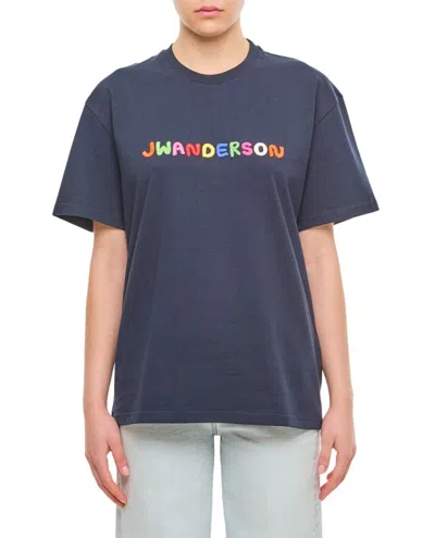 Jw Anderson X Clay Logo Embroidery Unisex T-shirt In Blue