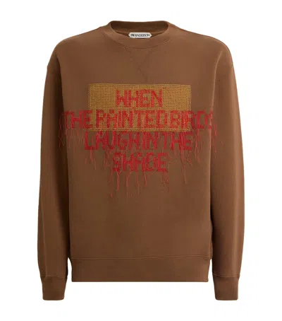 Jw Anderson X Patrick Carroll Painted Birds Sweatshirt In Brown