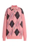 Jw Anderson X Pringle Of Scotland Argyle Wool Polo Sweater In Pink