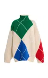 Jw Anderson X Pringle Of Scotland Oversized Argyle Wool Turtleneck Sweater In Multi