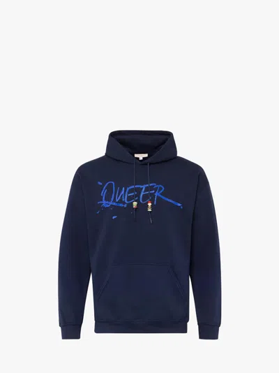 Jw Anderson X Queer Hoodie With Text Print In Blue