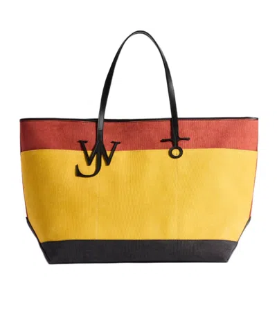 Jw Anderson Xl Anchor Canvas  Leather Tote In Rust  Multi