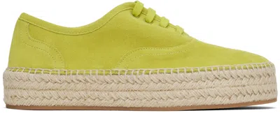 JW ANDERSON YELLOW SUEDE LACE-FRONT PLATFORM ESPADRILLES