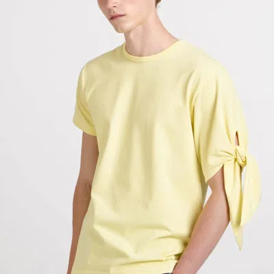 Jw Anderson Yellow T-shirt With Knotted Sleeve