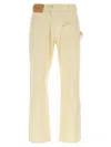 Jw Anderson Workwear Cotton Pants With Yellow Twisted Leg In Nude