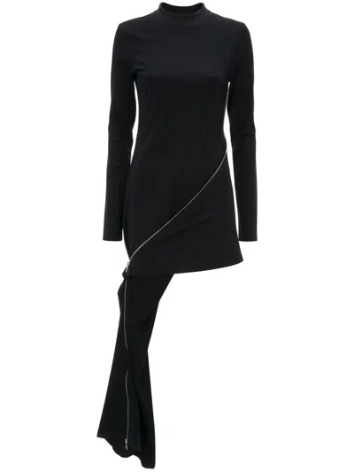 Jw Anderson Zip-detail Long Sleeve Dress In Black
