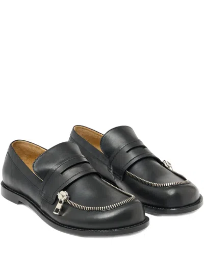 Jw Anderson Zip-detail Penny Loafers In Black