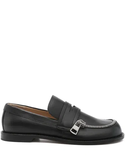 Jw Anderson Zip-detail Penny Loafers In Black