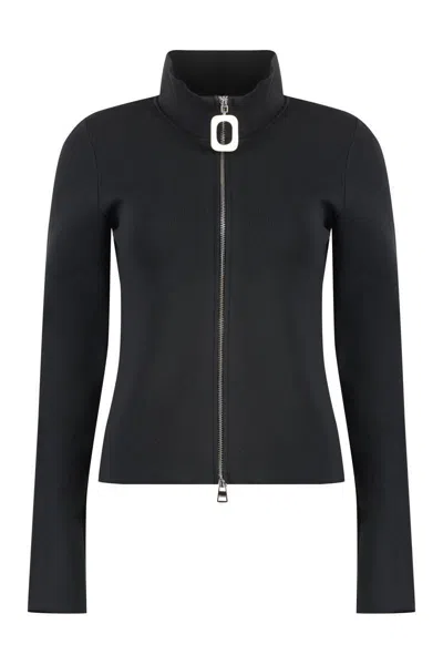 Jw Anderson Zip Knitted Cardigan In Black