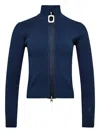 Jw Anderson J. W. Anderson Ribbed Steel Blue Sweater With High Neck In Blue
