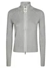 Jw Anderson J. W. Anderson Ribbed Zip-up Cardigan With High Collar In Gray