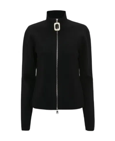 Jw Anderson J. W. Anderson Fitted Cardigan With Zipper In Black