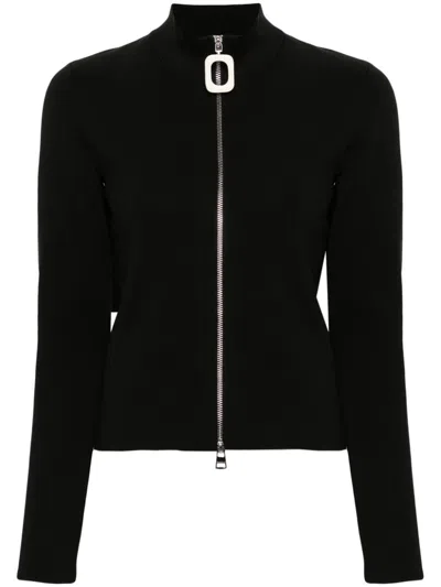 Jw Anderson J. W. Anderson Fitted Cardigan With Zipper In Black