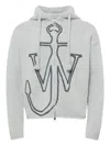 Jw Anderson Zipped Embroidery Hoodie In Gray