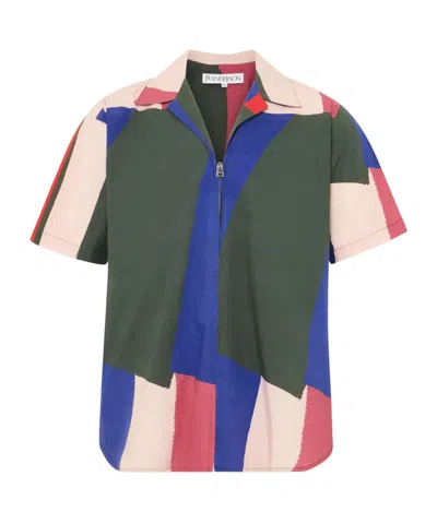 JW ANDERSON JW ANDERSON ZIPPED SHORT-SLEEVE PRINTED SHIRT