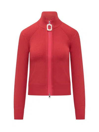 Jw Anderson Zipper Up Cardigan In Red