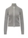 Jw Anderson Grey Stretch Cotton Blend Cardigan In Gray