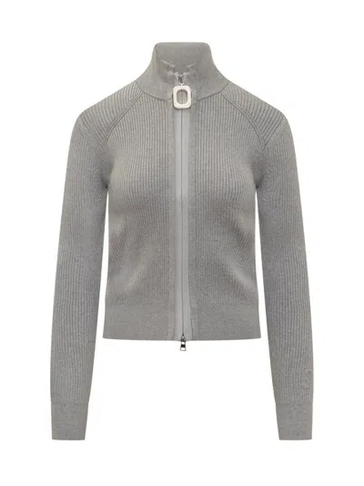 Jw Anderson Zipper Up Cardigan In Gray