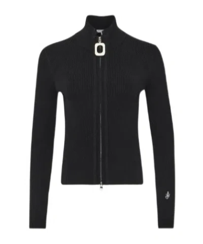 Jw Anderson J. W. Anderson Fitted Cardigan With Zipper In Black