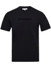 Jw Anderson Black Crewneck T-shirt With Logo Lettering Embroidery On The Front In Cotton Man