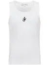 Jw Anderson White Sleeveless Top With Logo Embroidery On The Front