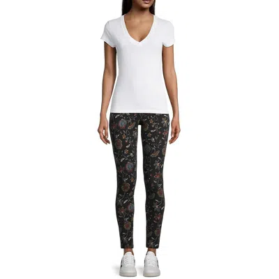 Jw Los Angeles Womens Printed Cotton Stretch Leggings In White