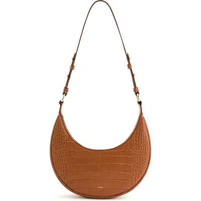Jw Pei Carly Croc Embossed Faux Leather Shoulder Bag In Acorn Brown