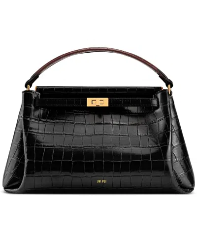 Jw Pei Carmen Embossed Pattern Small Top Handle Satchel Handbag In Black