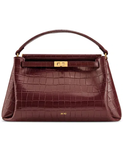 Jw Pei Carmen Embossed Pattern Small Top Handle Satchel Handbag In Burgundy Croc