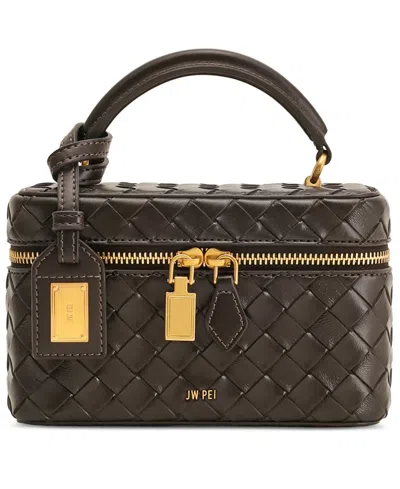 Jw Pei Cleo Woven Texture Box Shape Extra-large Handle Satchel Handbag In Brown