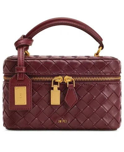 Jw Pei Cleo Woven Texture Box Shape Extra-large Handle Satchel Handbag In Red