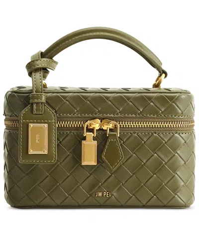 Jw Pei Cleo Woven Texture Box Shape Extra-large Handle Satchel Handbag In Green