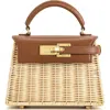 Jw Pei Elise Natrual Woven Rattan Top Handle Bag In Brown