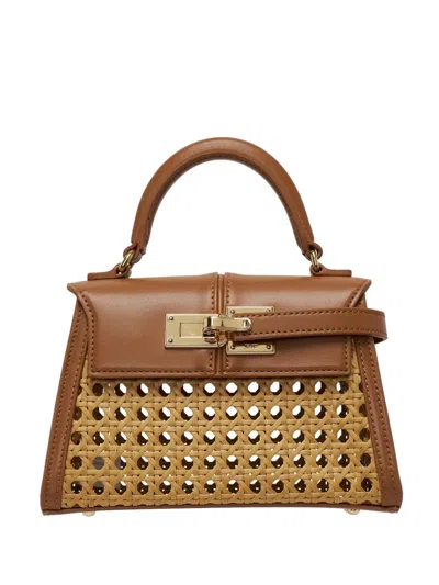 Jw Pei Elise Faux Bamboo Woven Top Handle Bag In Brown