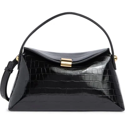 Jw Pei Emma Croc Embossed Top Handle Bag In Black Croc