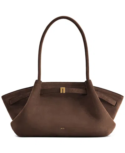 Jw Pei Hana Wide Suede Fabric Extra-large Tote Handbag In Dark Brown
