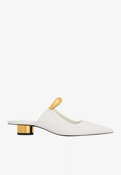 Jw Pei Helena 25 Leather Pierced Mules In White