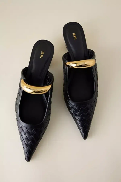 Jw Pei Helena Weave Pierced Mule Heels In Black