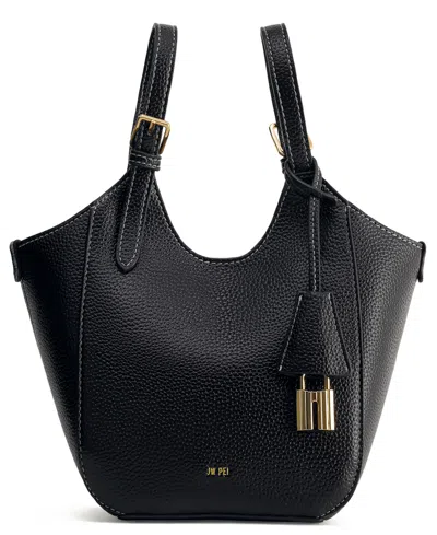 Jw Pei Ines Padlock Mini Lychee Pattern Tote Handbag In Black