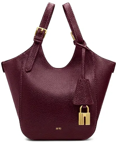 Jw Pei Ines Padlock Mini Lychee Pattern Tote Handbag In Burgundy