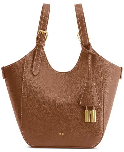 Jw Pei Ines Padlock Mini Lychee Pattern Tote Handbag In Brown