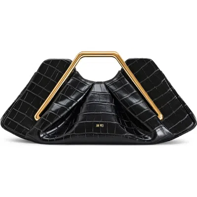 Jw Pei Lila Croc Embossed Faux Leather Clutch In Black