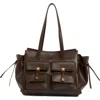 Jw Pei Linda Faux Leather Tote In Dark Brown