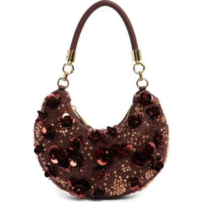 Jw Pei Livia Beaded Floral Shoulder Bag In Brown
